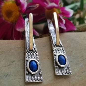 Серебряные серьги с лазуритом и золотом MVE1108GLZ