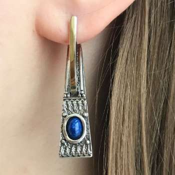 Серебряные серьги с лазуритом и золотом MVE1108GLZ