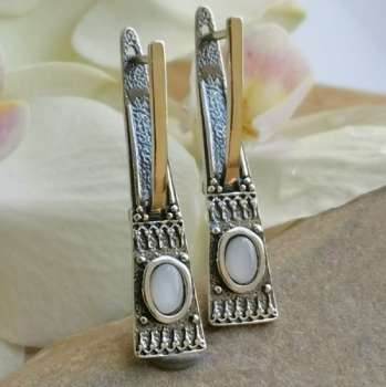 Серебряные серьги с лунным камнем и золотом MVE1108GMS/1