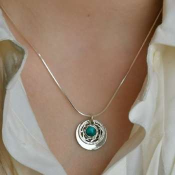 Серебряное колье с бирюзой 01N1737TQ