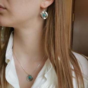 Серебряное колье с бирюзой 01N1737TQ