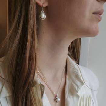 Серебряное колье с жемчугом 01N858PL