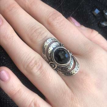 Серебряное кольцо с ониксом 01R961ON