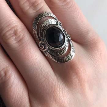 Серебряное кольцо с ониксом 01R961ON