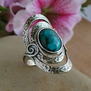 Серебряное кольцо с бирюзой 01R961TQ