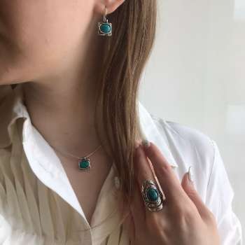 Серебряное кольцо с бирюзой 01R961TQ