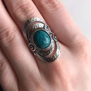 Серебряное кольцо с бирюзой 01R961TQ