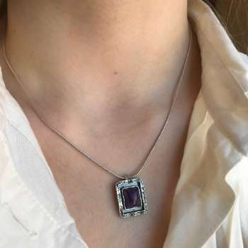 Серебряное колье с чароит 01N835CHRT