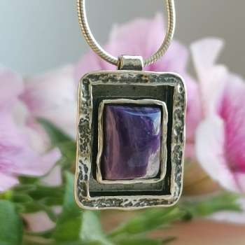 Серебряное колье с чароит 01N835CHRT