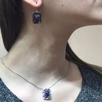 Серебряное колье с чароит 01N835CHRT