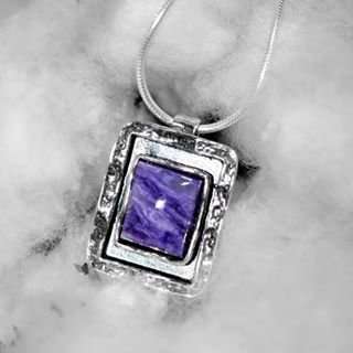 Серебряное колье с чароит 01N835CHRT