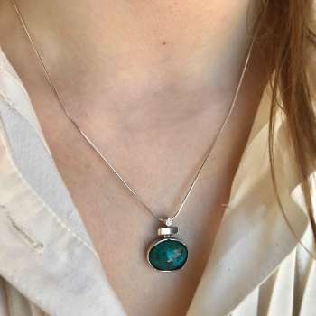 Серебряное колье с бирюзой и куб.цирконом MVN1534TQ