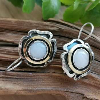 Серебряные серьги с жадеитом и золотом MVE1324GJD