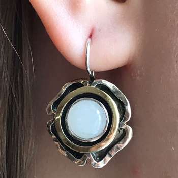 Серебряные серьги с жадеитом и золотом MVE1324GJD