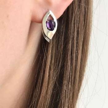 Серебряные серьги с аметистом и куб.цирконом MVE1629AM