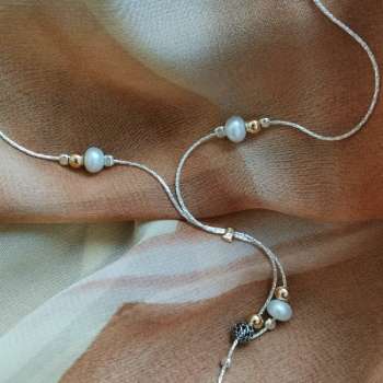 Серебряное колье с жемчугом и голдфилд Y01N2065PL