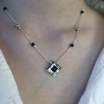 Серебряное колье с ониксом и голдфилд Y01N719ON