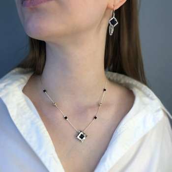 Серебряное колье с ониксом и голдфилд Y01N719ON