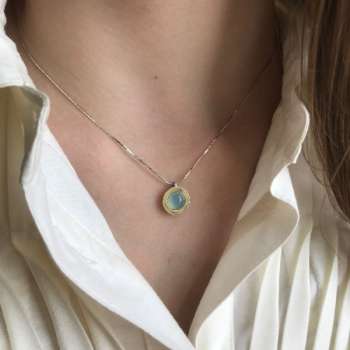 Серебряное колье с халцедоном и золотом MVN1732GHL