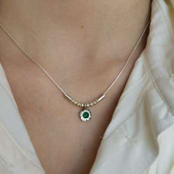 Серебряное колье с халцедоном 01N851HL