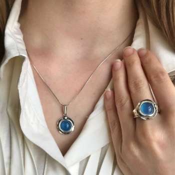 Серебряное колье с халцедоном и куб.цирконом MVN1312HL/1