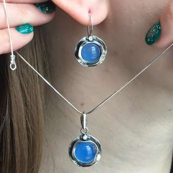 Серебряное колье с халцедоном и куб.цирконом MVN1312HL/1