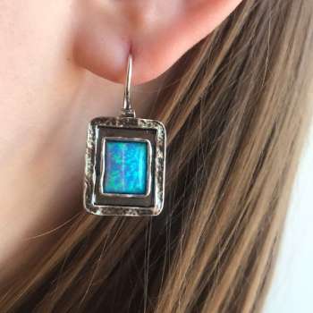 Серебряные серьги с опалом иск. 01E600OP