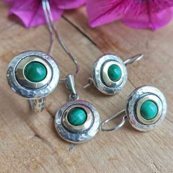 Серебряное колье с малахитом и золотом MVN1408GML