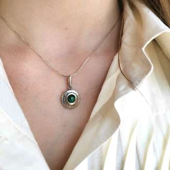 Серебряное колье с малахитом и золотом MVN1408GML