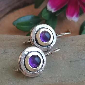 Серебряные серьги с аметистом и золотом MVE1408GAM