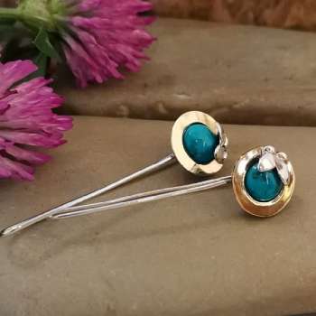 Серебряные серьги с бирюзой и золотом MVE642/1GTQ
