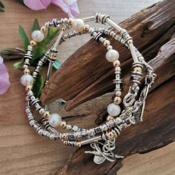 Серебряный браслет с жемчугом и голдфилд Y01B375PL/1