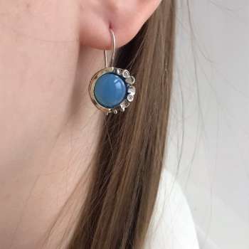 Серебряные серьги с халцедоном, куб.цирконом и золотом MVE1536GHL