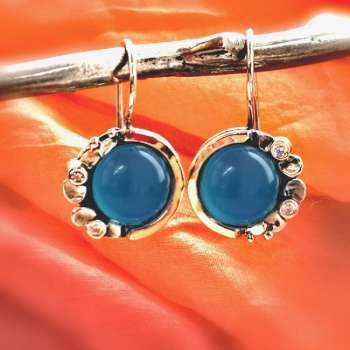 Серебряные серьги с халцедоном, куб.цирконом и золотом MVE1536GHL