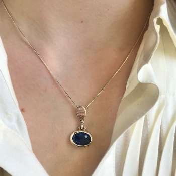 Серебряное колье с лазуритом и куб.цирконом MVN1200LZ