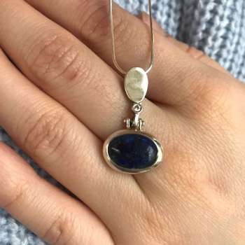 Серебряное колье с лазуритом и куб.цирконом MVN1200LZ
