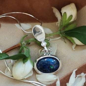 Серебряное колье с лазуритом и куб.цирконом MVN1200LZ