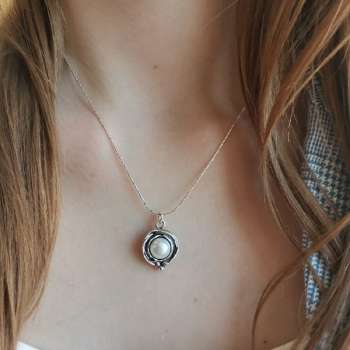 Серебряное колье с жемчугом 01N2833PL