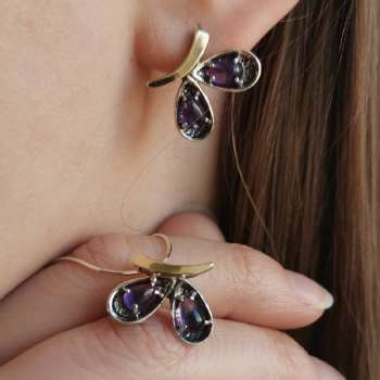 Серебряные серьги с аметистом и золотом MVE1627GAM