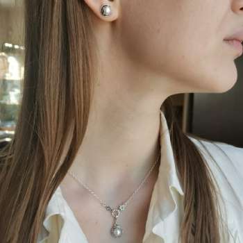 Серебряное колье с жемчугом 01N3584PL