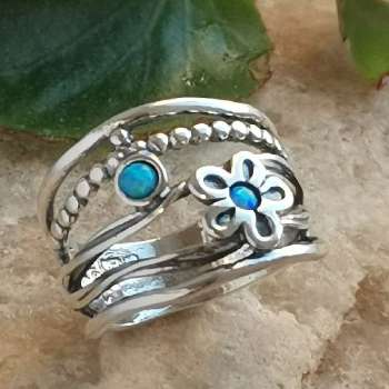 Серебряное кольцо с опалом иск. 01R825OP