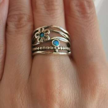Серебряное кольцо с опалом иск. 01R825OP