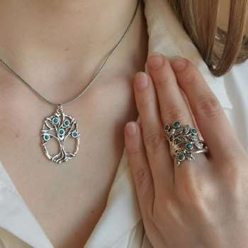 Серебряное колье с бирюзой 01N2870TQ