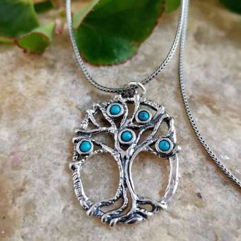 Серебряное колье с бирюзой 01N2870TQ