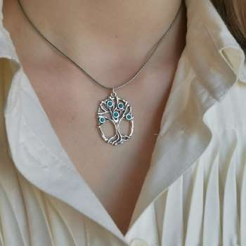 Серебряное колье с бирюзой 01N2870TQ