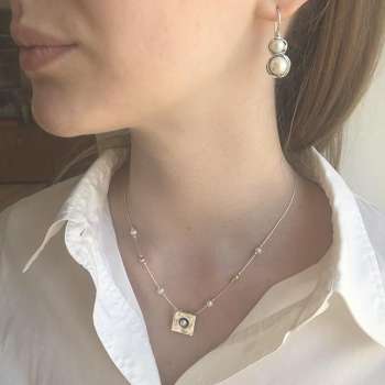 Серебряное колье с жемчугом и голдфилд Y01N573PL