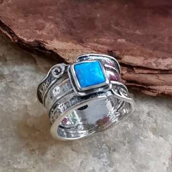 Серебряное кольцо с опалом иск. 01R671OP