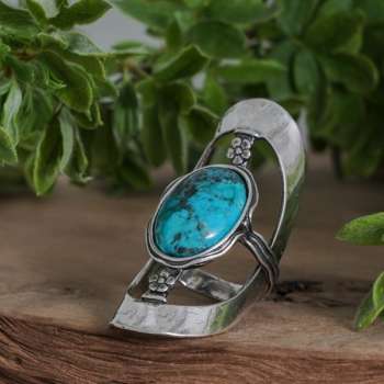 Серебряное кольцо с бирюзой 01R931TQ