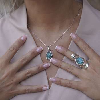 Серебряное кольцо с бирюзой 01R931TQ