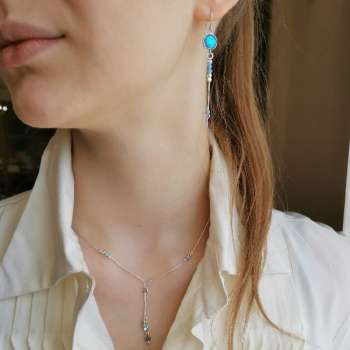 Серебряное колье с опалом иск. и голдфилд Y01N2065OP